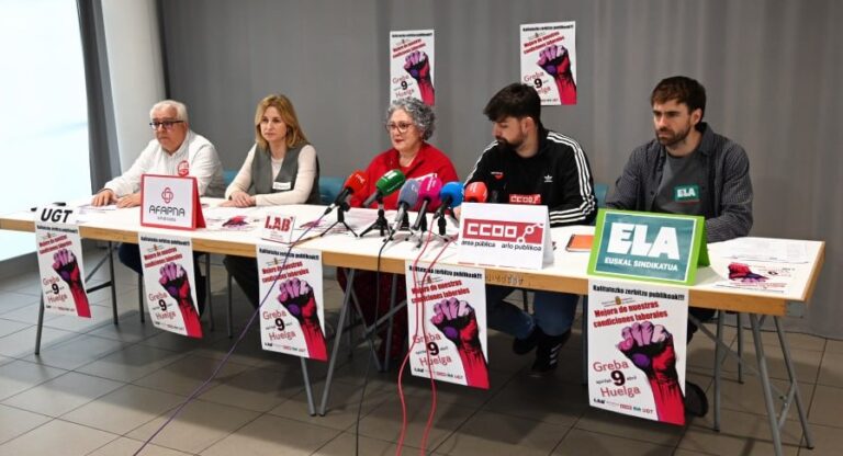 Los sindicatos de la Mesa General convocamos huelga para el día 9 de abril en toda la Administración de Nafarroa