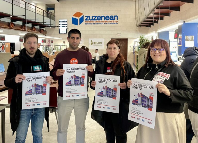 LAB, STEILAS, ELA y CCOO registran las huelgas que incluyen al profesorado y al colectivo de cocina y limpieza de la educación pública de la CAV