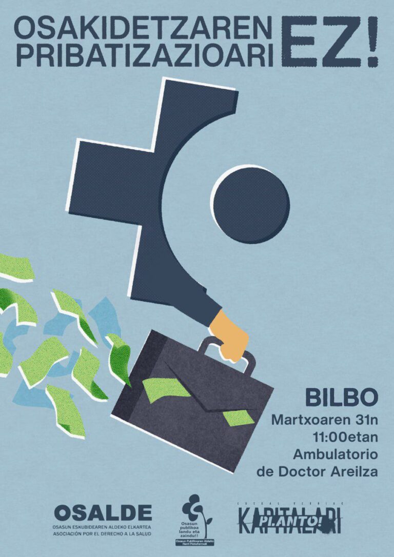 Euskal Herriak Kapitalari Planto se movilizará contra la privatización de Osakidetza