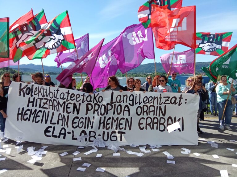 LAB, ELA y UGT nos hemos vuelto a movilizar a favor de un convenio propio de colectividades para los y las trabajadoras de la CAV