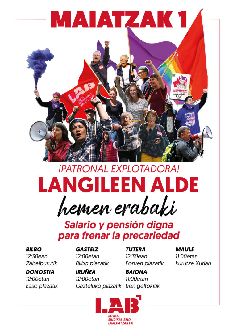 LAB se movilizará en toda Euskal Herria el Primero de Mayo