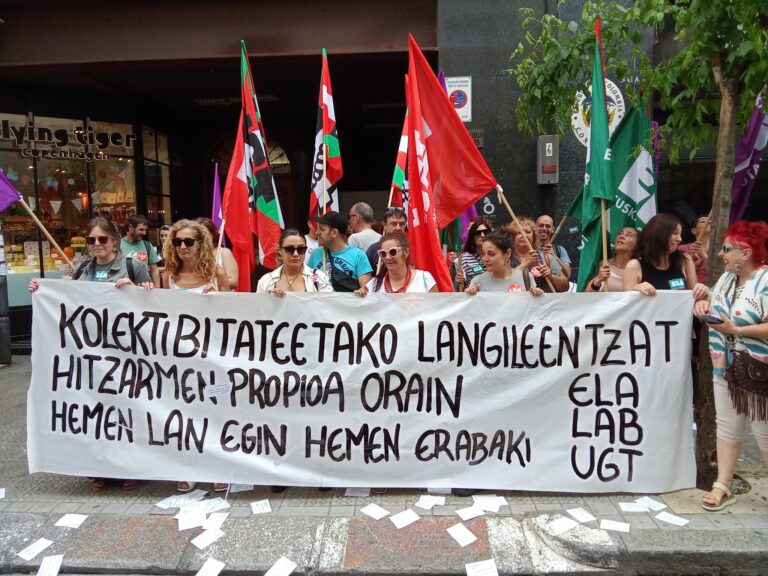 LAB, ELA eta UGT sindikatuek patronalari EAEko kolektibitateen sektorerako hitzarmen propioa exijitzen jarraitzen dute