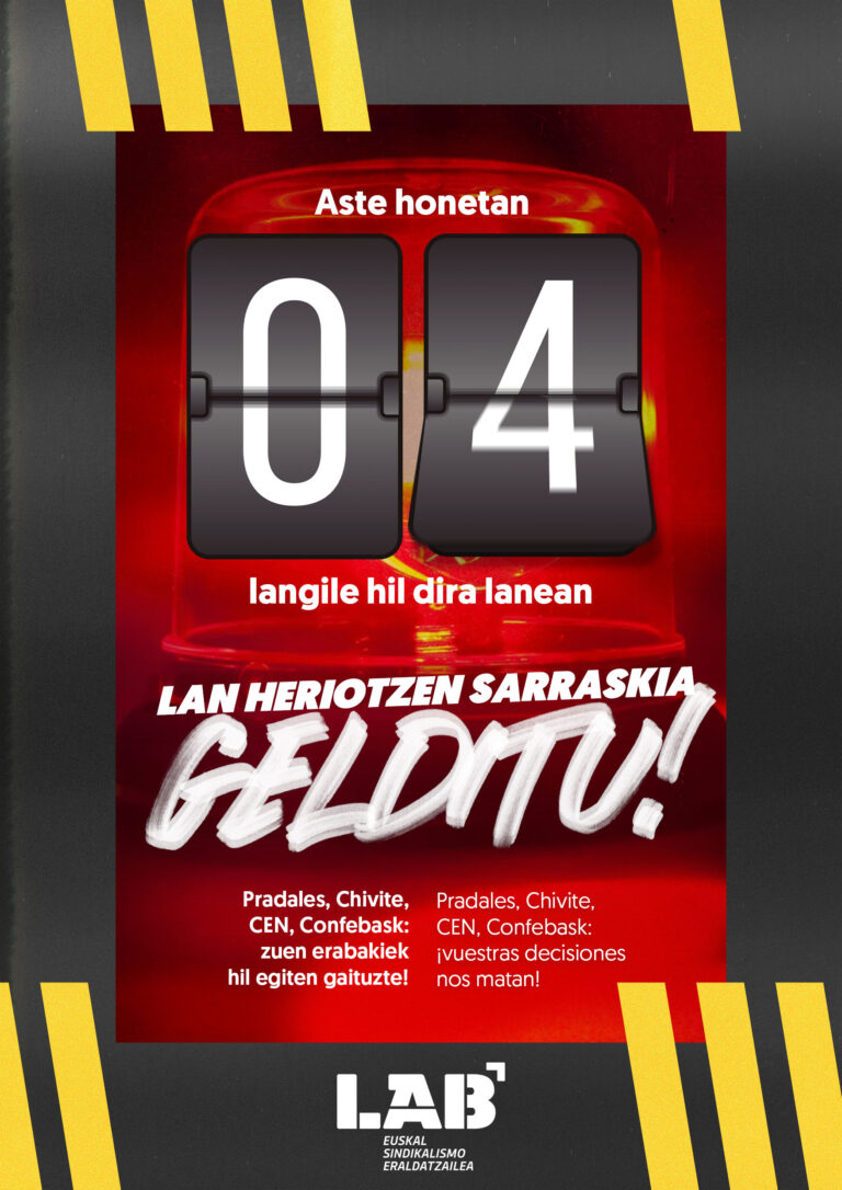 4 langile hil dira egun gutxiko tartean, lan heriotzen joera larria berretsiz