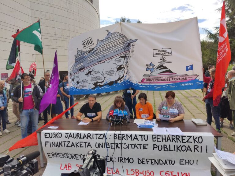 Eusko Jaurlaritza: bermatu beharrezko finantzaketa unibertsitate publikoari! Errektoretza taldea: irmo defendatu EHU!