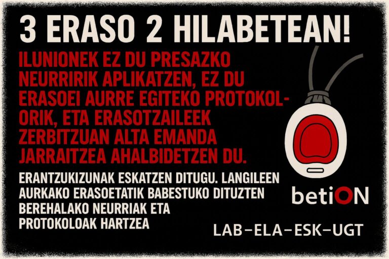 Erasoak BetiON-en, enpresak eta Eusko Jaurlaritzak beste alde batera begiratzen duten bitartean