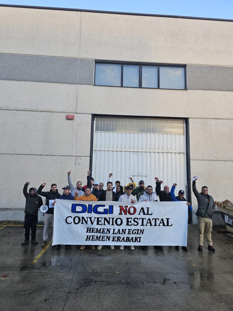 Digi-ko langileak lan-baldintza prekarioak salatu eta estatu mailako Hitzarmenaren inposizioari aurre egiteko berriro ere grabara