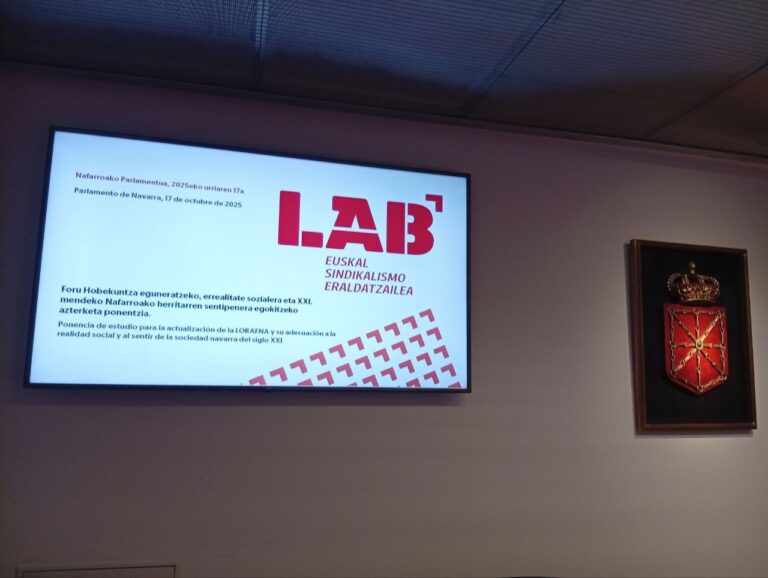 LABek eskatu du Parlamentuan jauzi kualitatiboa Foru Hobekuntzan, Nafarroan lan eta bizitza duinak bermatzeko