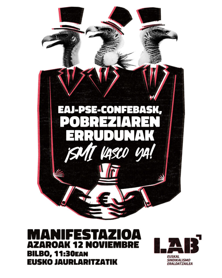 Sindikatuek Eusko Jaurlaritzaren, EAJren eta PSE-EEren aurrean protesta egingo dute gutxieneko soldataren alde