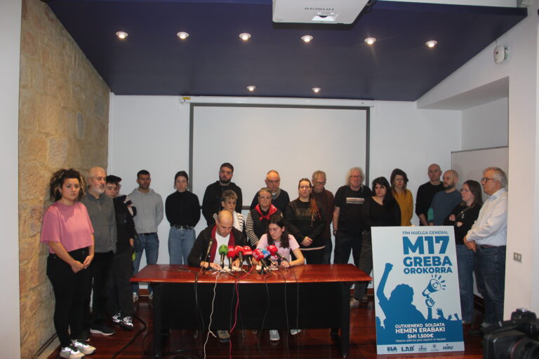 Hamaika eragile eta mugimendu sozialek bat egin dute M17ko greba orokorrarekin