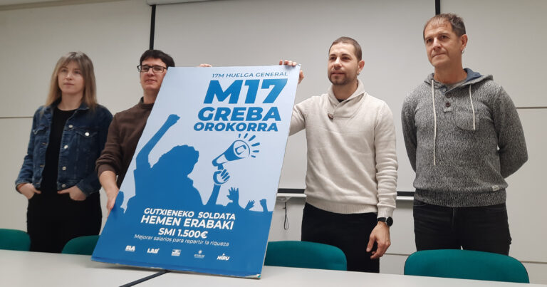 LAB, ELA, Steilas, Hiru eta Etxaldek alderdi politikoei eskatu diete Nafarroak bere LGS izateko legea onar dezaten