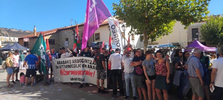 Las y los trabajadores de la industria del vino alavesa llevan su reclamo a la fiesta de la vendimia